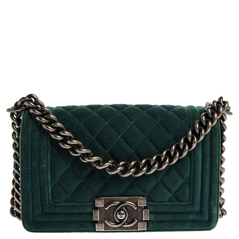 chanel boy bag velvet green|Chanel velvet flap bag.